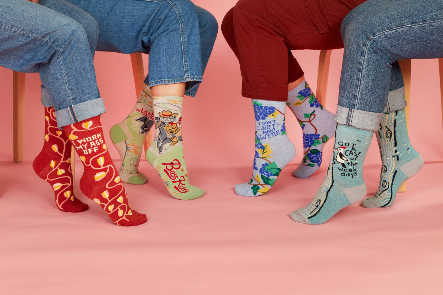 Boss Kitty Socks. A pair of socks featuring Boss Kitty. A cat riding on a horse.