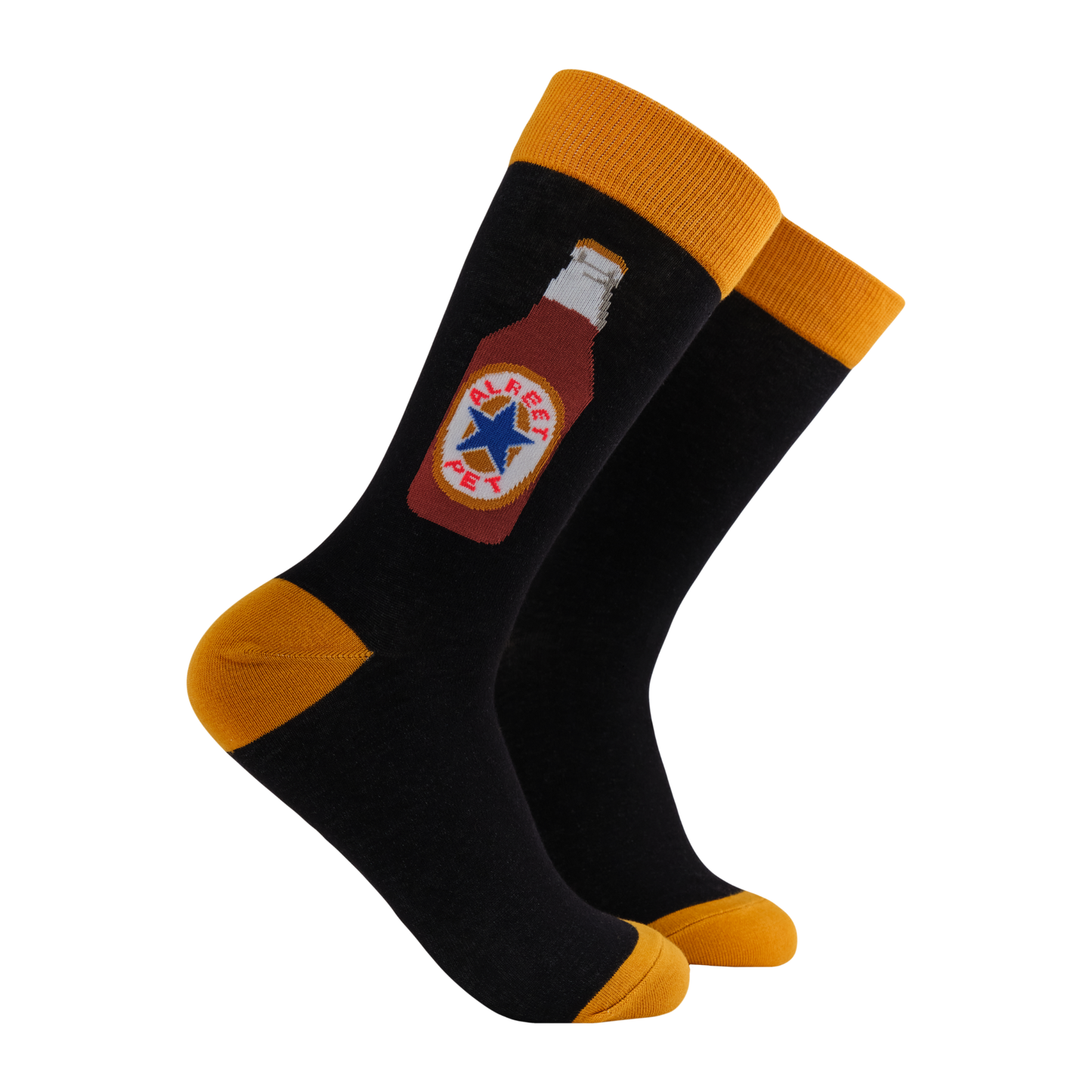Alreet Pet Socks. A pair of black socks with a newcastle motif.