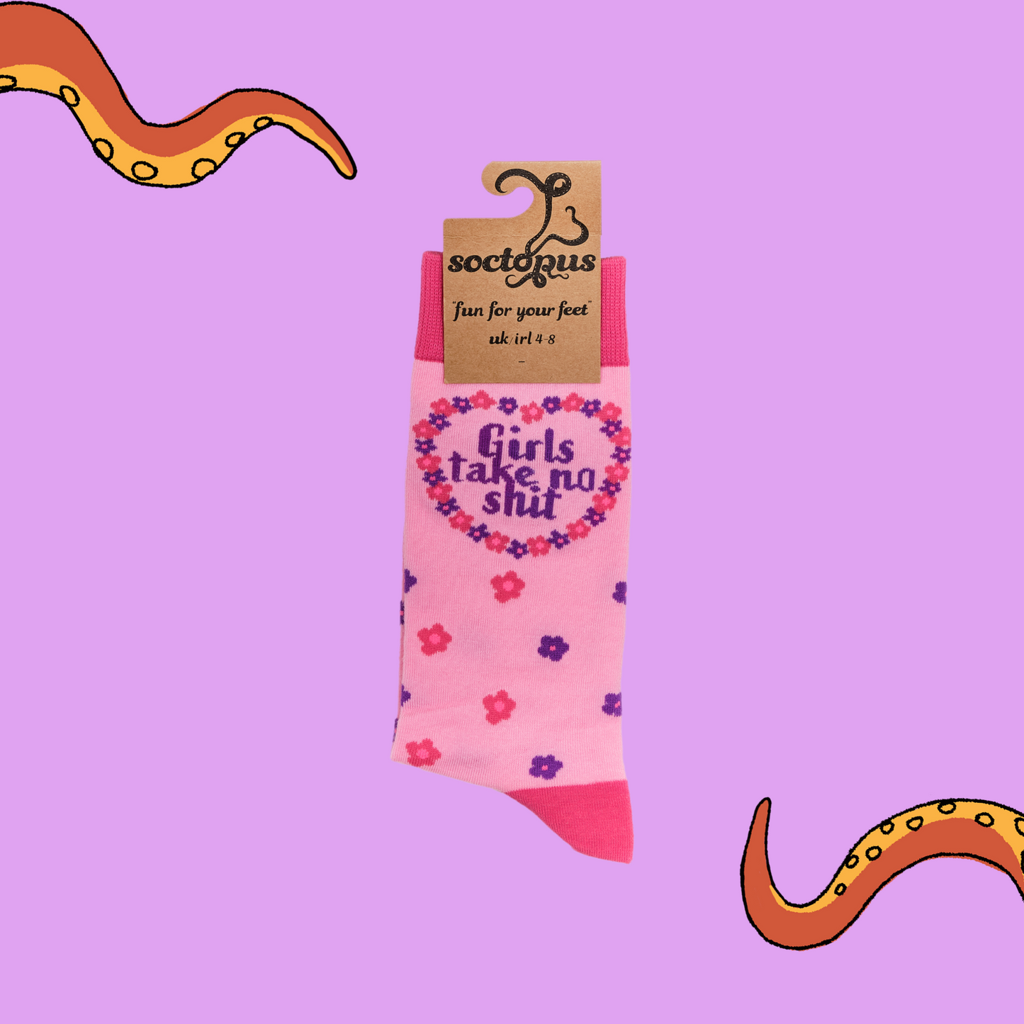 A pair of socks depicting the words