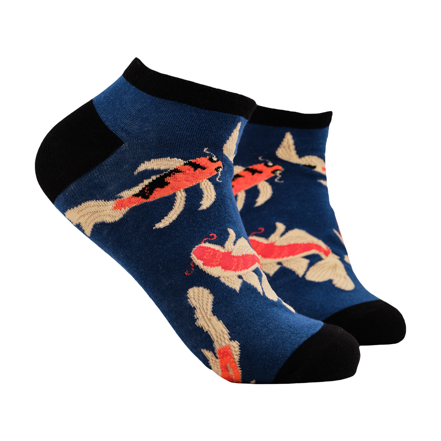 Koi Carp Trainer Socks. A pair of trainer socks with a koi carp motif.