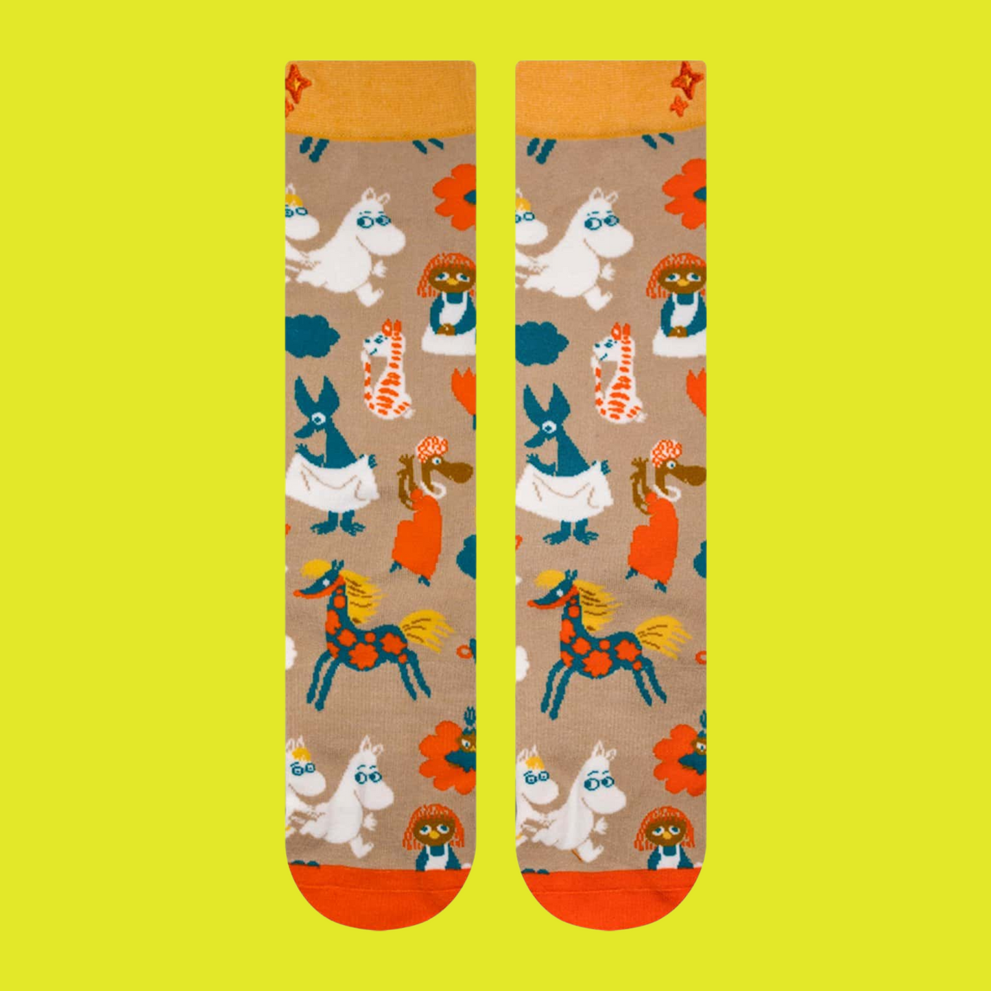 Moomin Wallpaper Socks. A pair of socks featuring all the charm and chaos of Moominhouse.