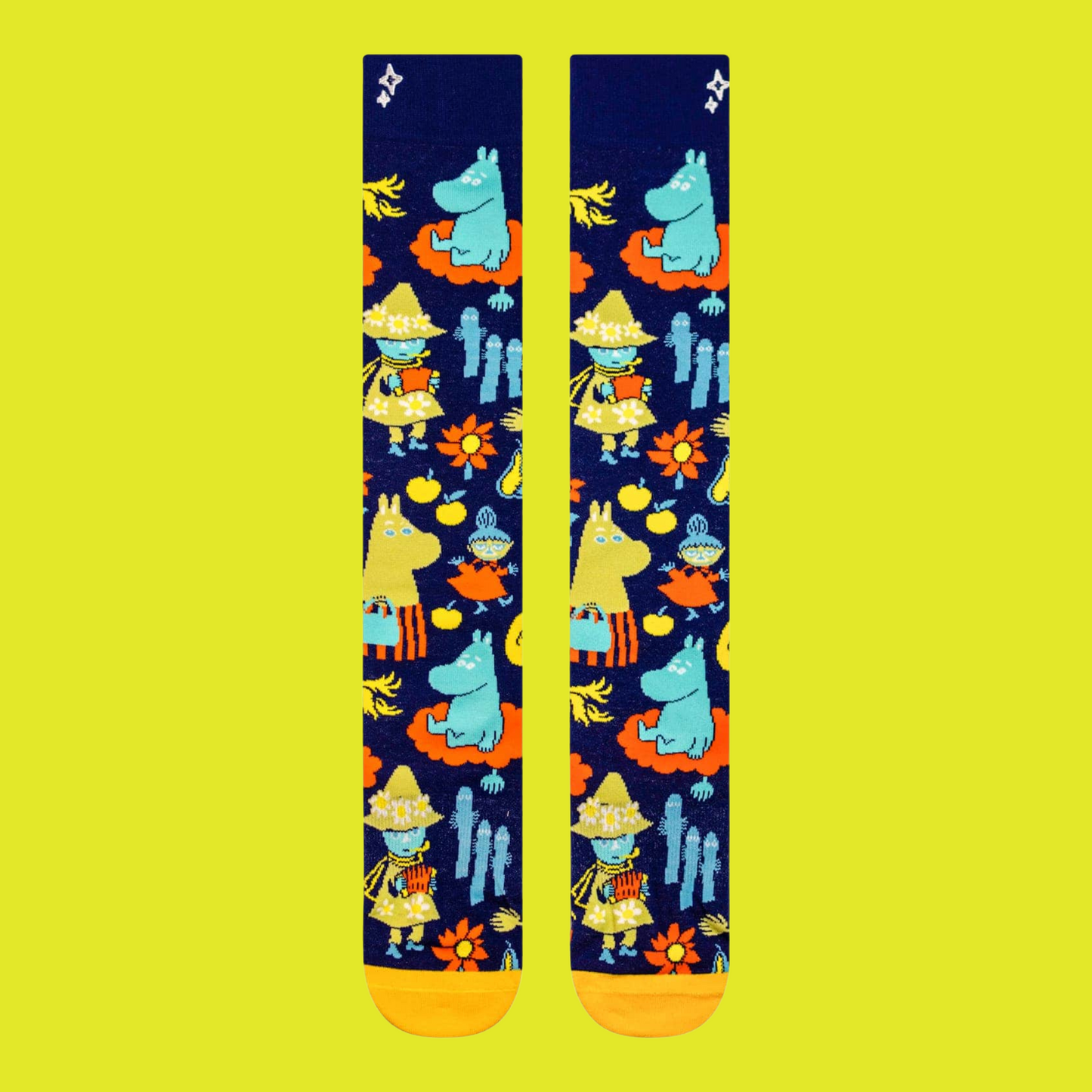 Moomin Vintage Pattern Knee-High Socks. A pair of long socks that encapsulate the spirit of moomin valley right down to the toes.