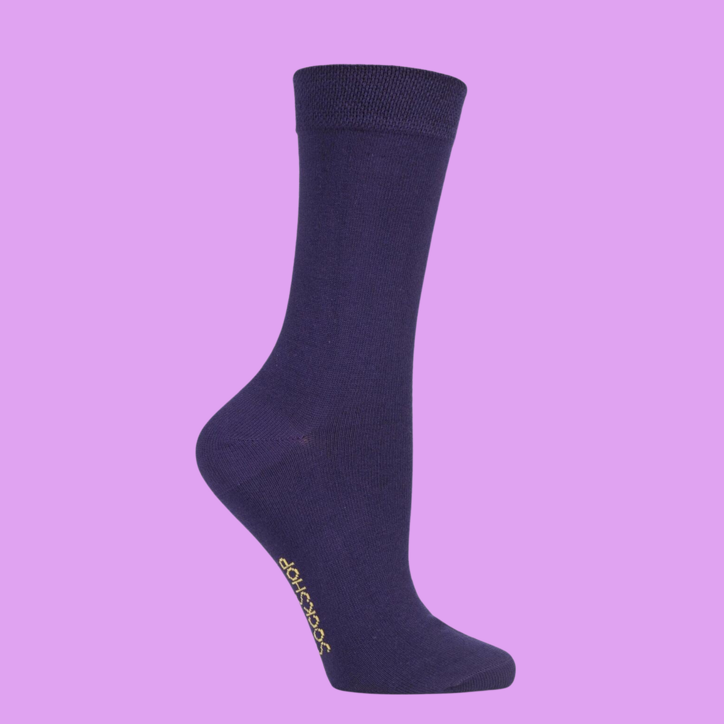 A pair of purple bamboo socks.