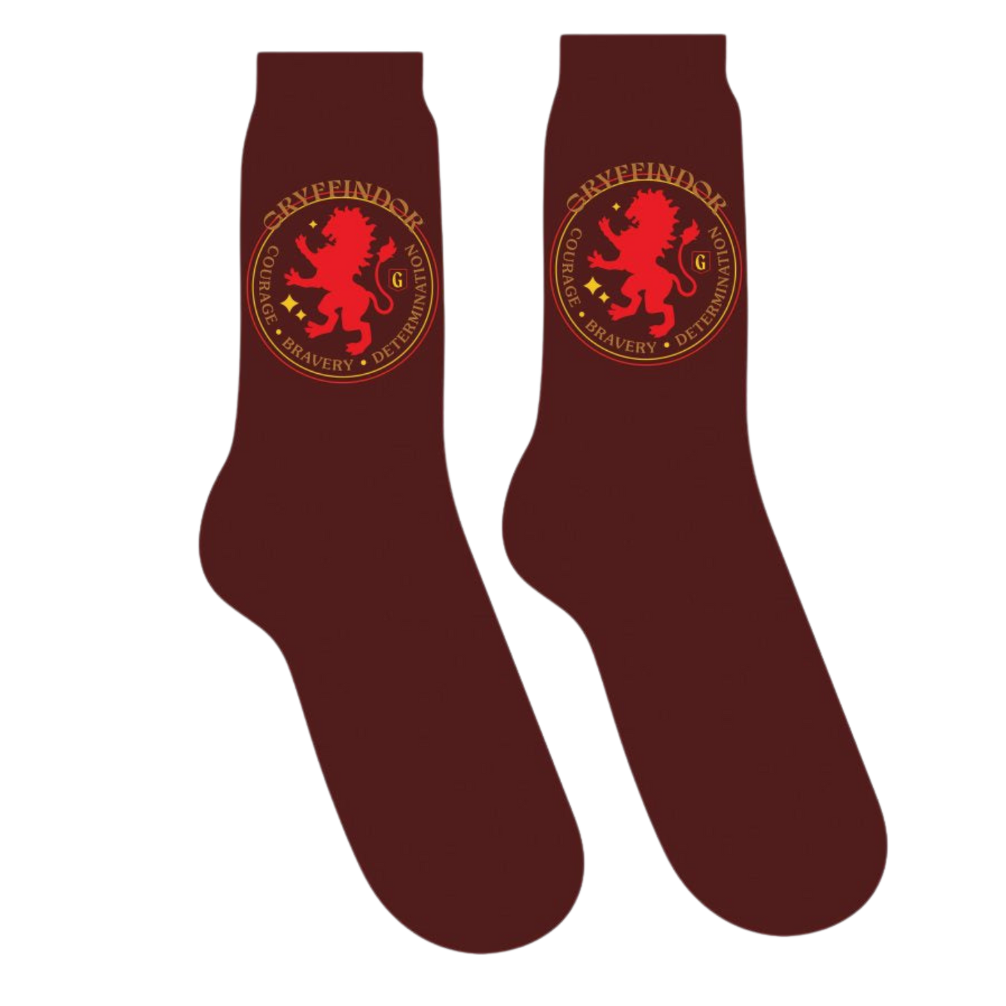 Harry Potter Gryffindor Socks. A pair of socks emblazoned with the Gryffindor crest. In Gryffindor colours.