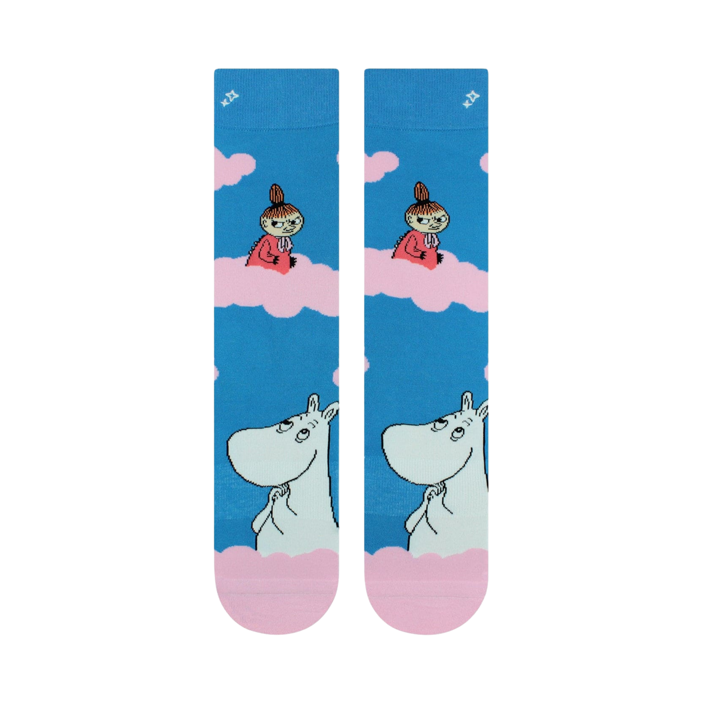 Moomin Clouds Socks. A pair of socks featuring your favourite moomins floating around on soft fluffy clouds.