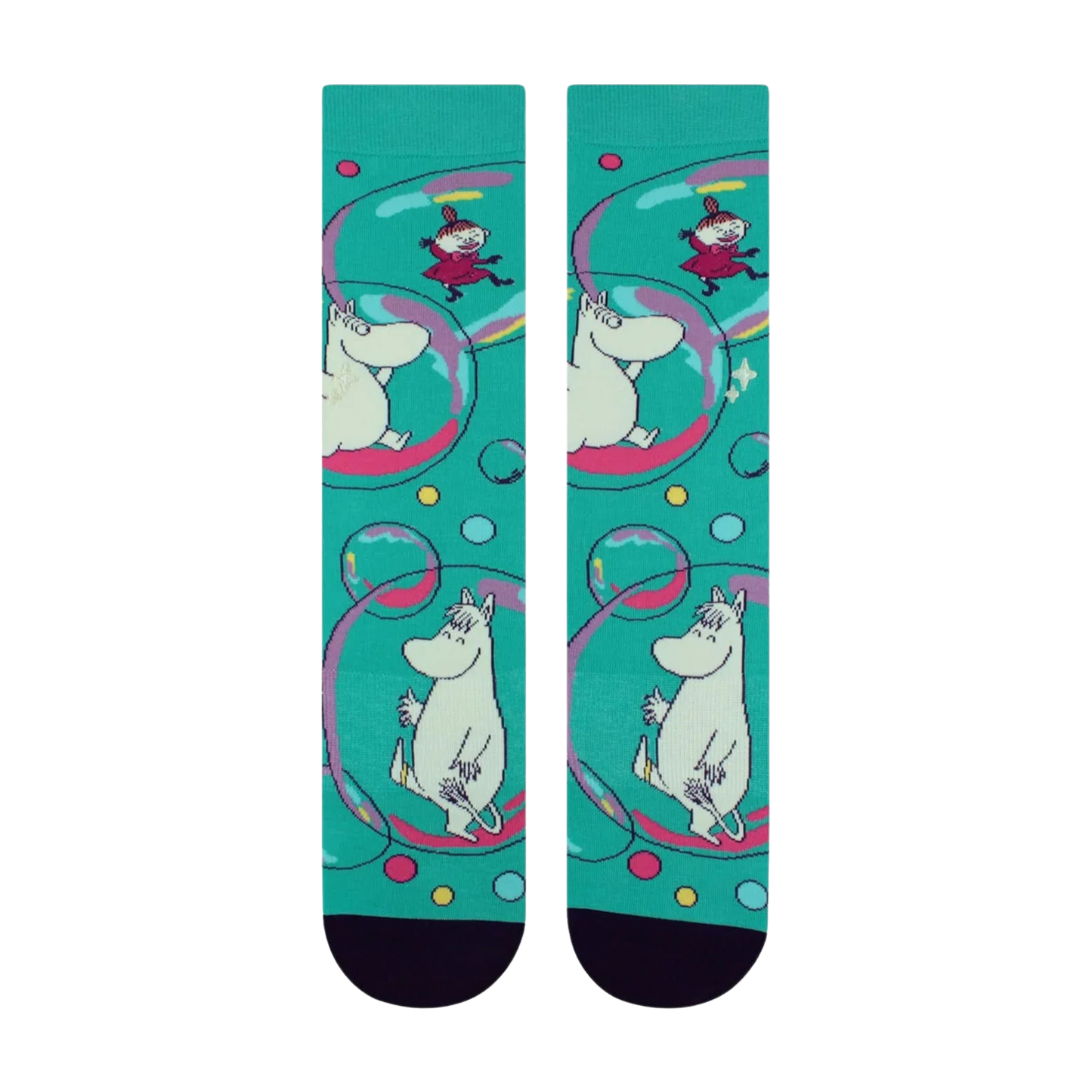 Moomin Bubbles Socks. A pair of socks featuring your favorite moomins and lots of bubbles.