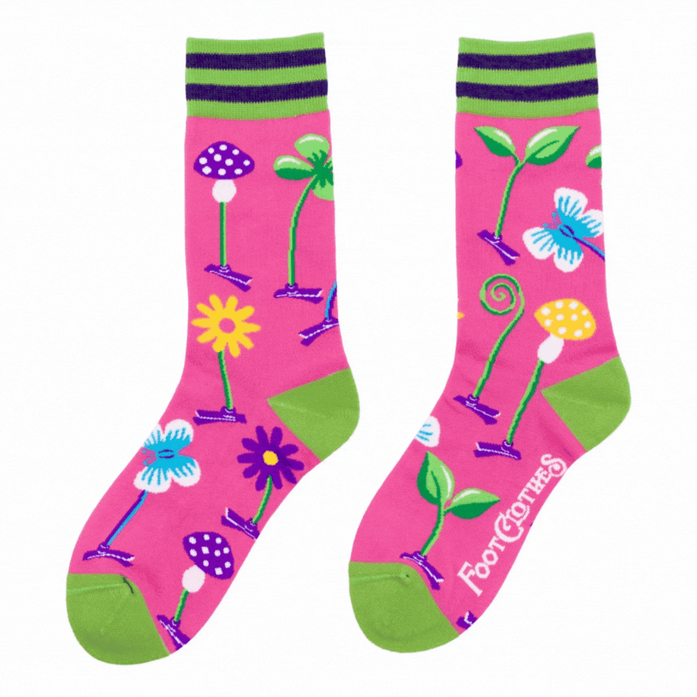 
                      
                        Trippy Clippies Crew Socks. A pair of socks featuring a trippy clippy design. 
                      
                    