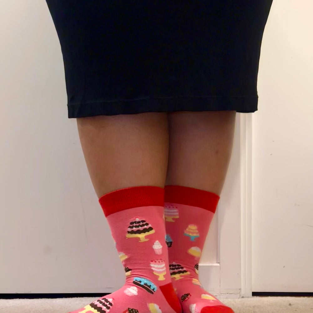 Khadija wearing her favourite Soctopus socks. 