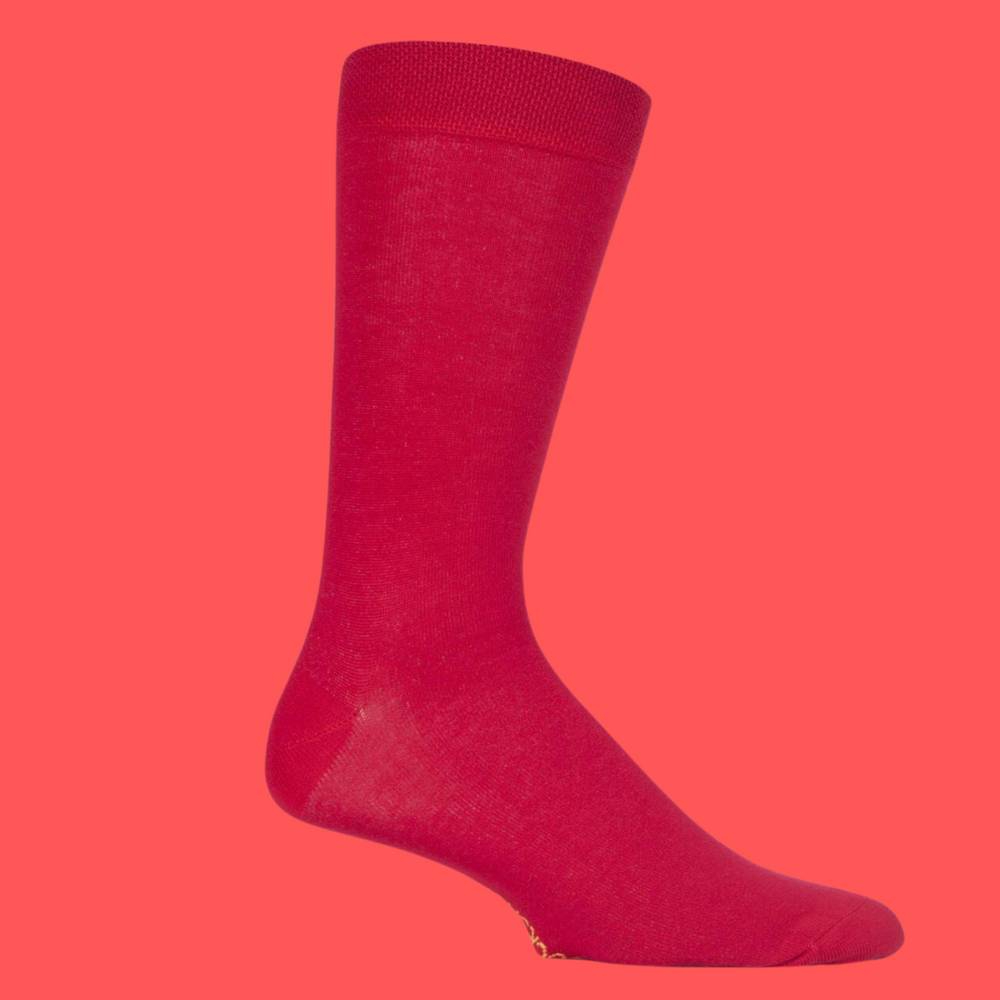
                      
                        A pair of bright red bamboo socks. 
                      
                    