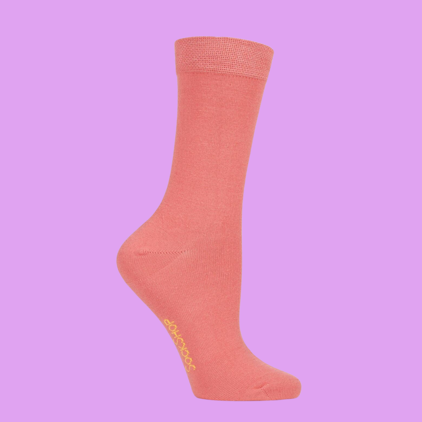 A pair of peach bamboo socks.