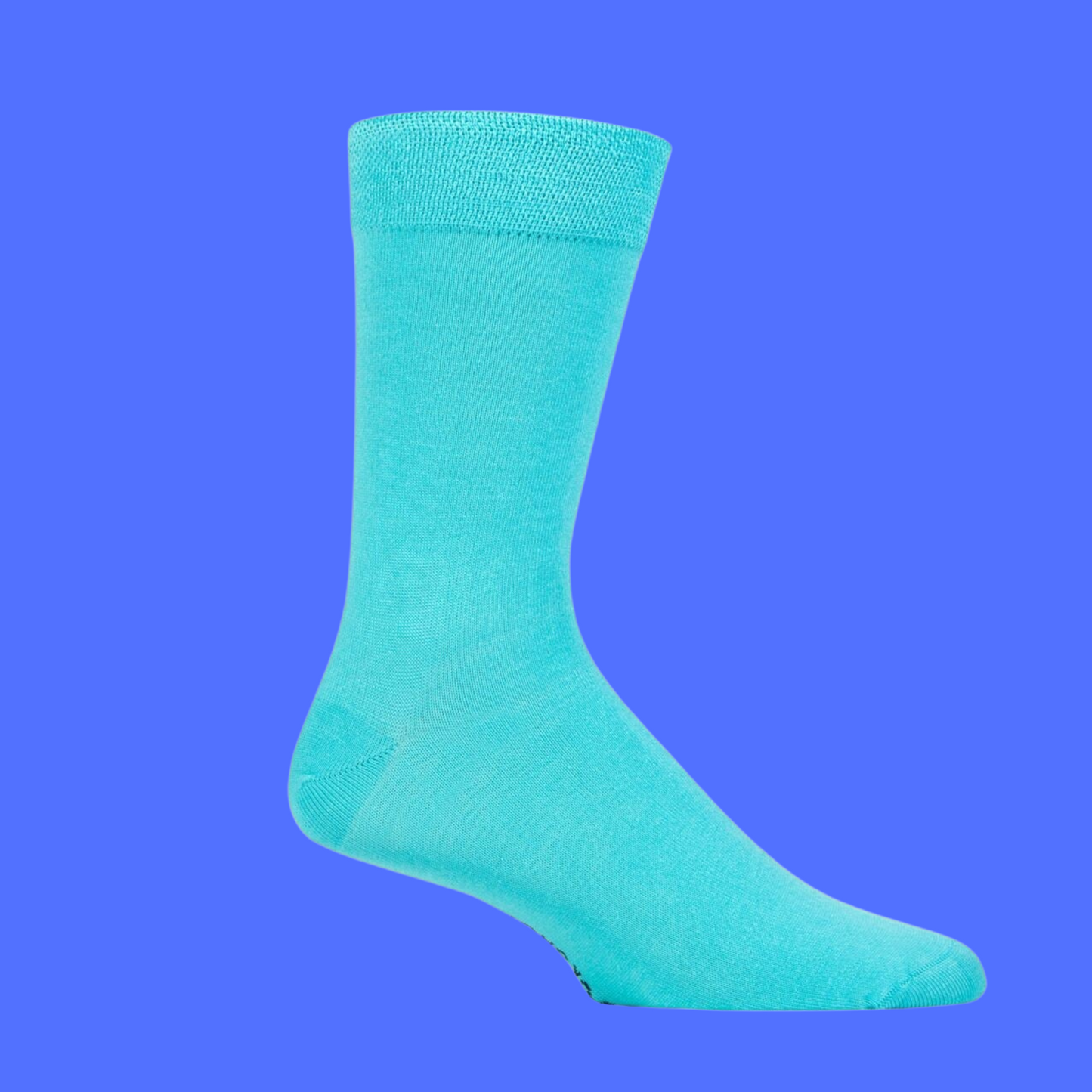 A pair of turquoise bamboo socks.