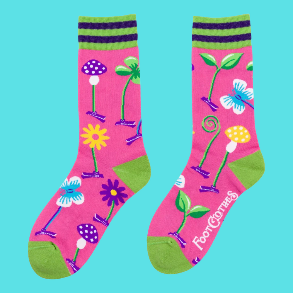 
                      
                        Trippy Clippies Crew Socks. A pair of socks featuring a trippy clippy design. 
                      
                    