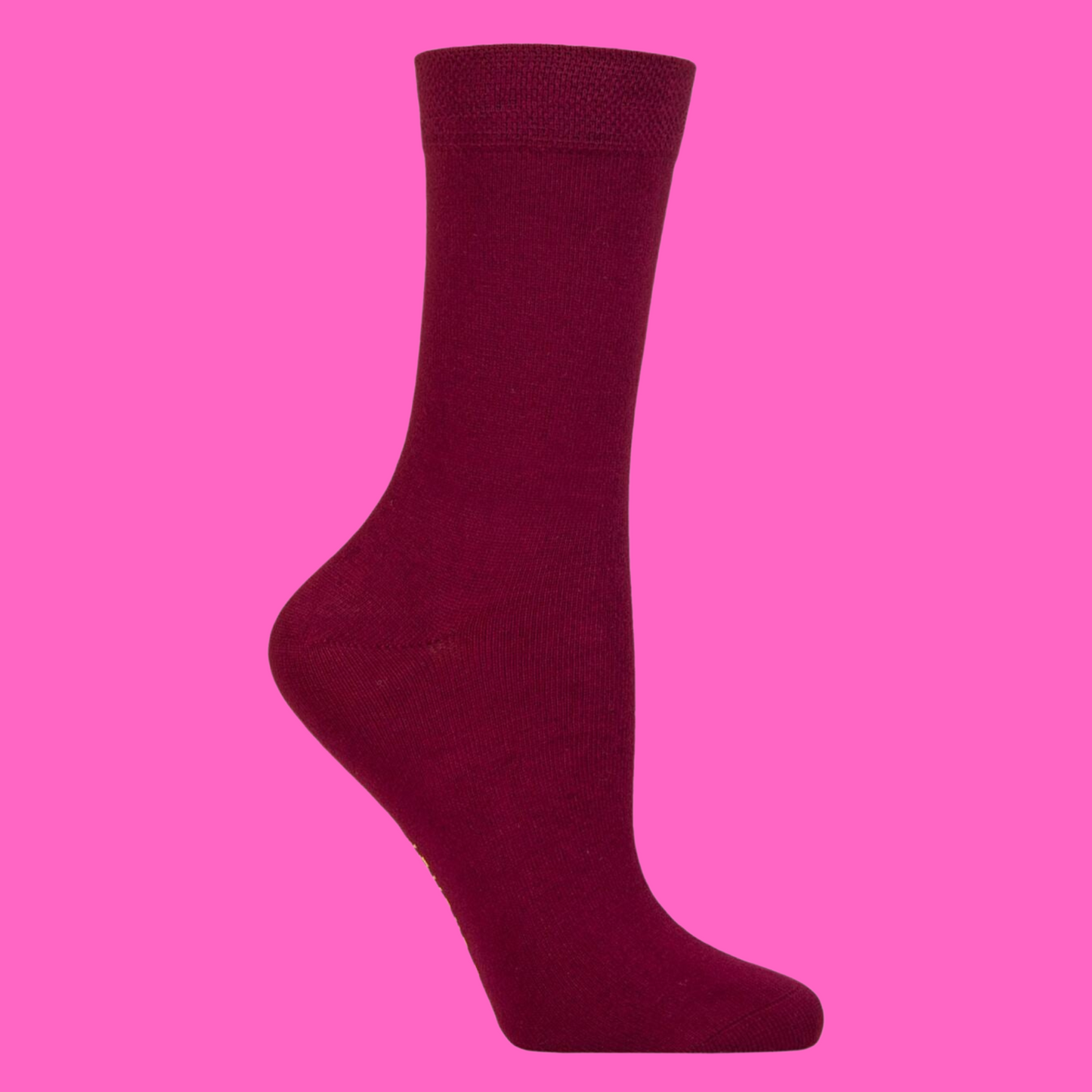 A pair of deep red bamboo socks.