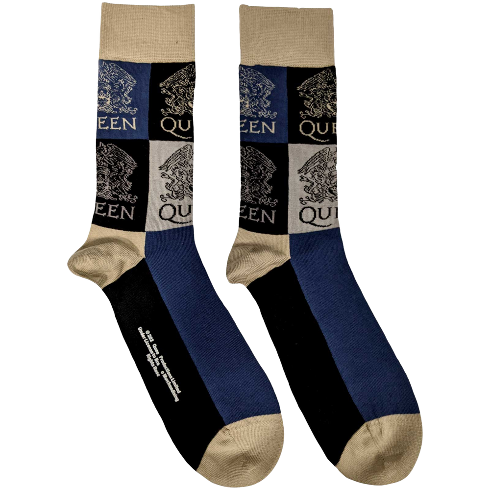 Queen Crests Blocks Socks. A pair of socks with the Queen logo. 
