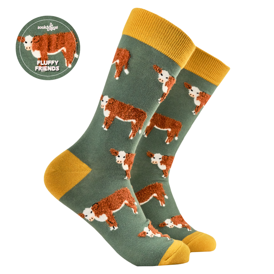 Fluffy Hereford Cow Socks