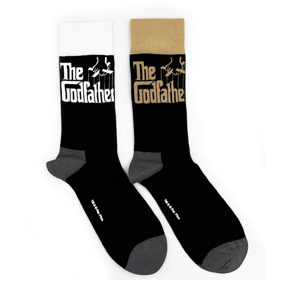The Godfather Socks. A pair of socks with The Godfather Logo. Black legs, grey heeland toe. 